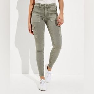 American Eagle Army Green Cargo Skinny Jeggings
